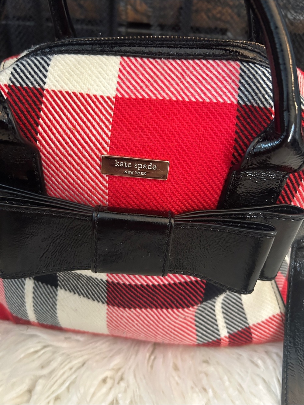 Kate Spade Plaid bow bag - Picture 2 of 6